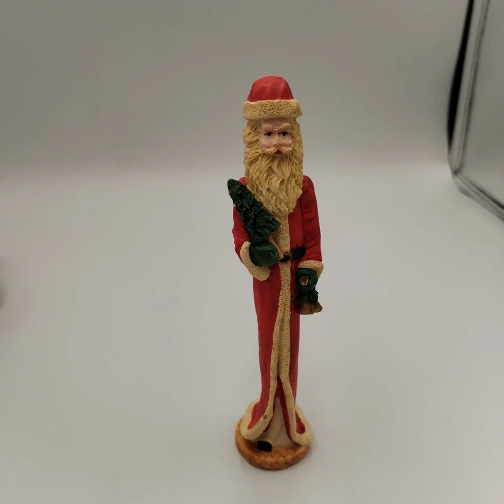 Set 6 Vtg Santa Claus Figurines Father Christmas Woodland Animals Resin 4-8 In